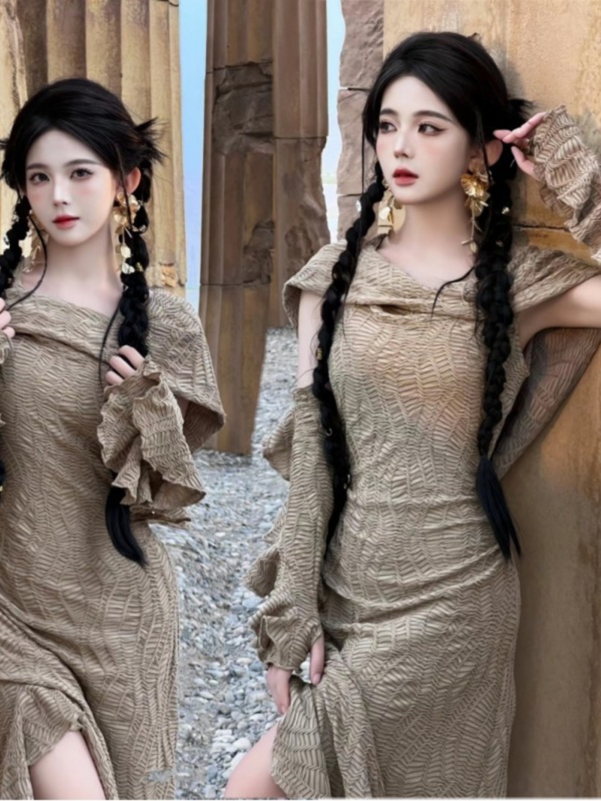 Desert  Themed Long Dress Wome - Ethnic Fashion Photography review and price