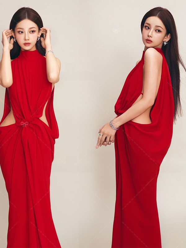 Red Portrait Photography Dress - Ethnic Fashion Photography review and price